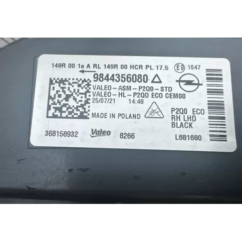 9844356080 фара передня Opel Mokka B 2022