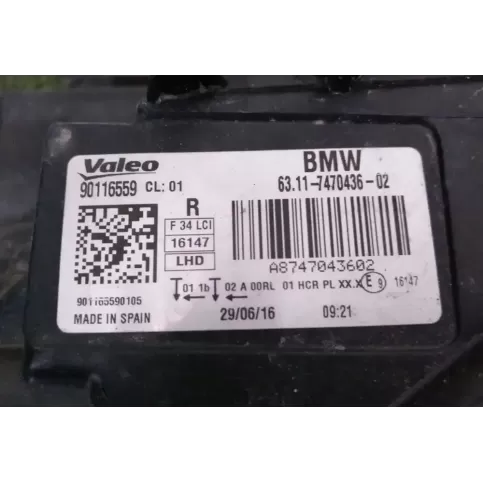 6311747043602 фара передня BMW 3 GT F34 2013