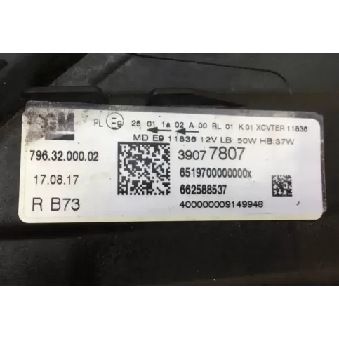 651970000000XX фара передня Opel Astra K 2017