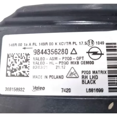 9844356280 фара передня Opel Mokka B 2021