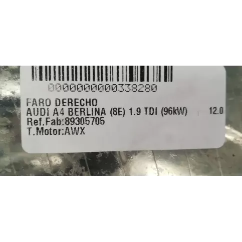 89305705 фара передня Audi A4 S4 B6 8E 8H 2000