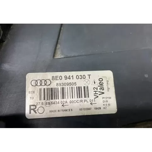 89309505 фара передня Audi A4 S4 B6 8E 8H 2002