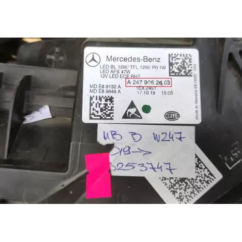 A2479062603 фара передня Mercedes-Benz B W247 2021