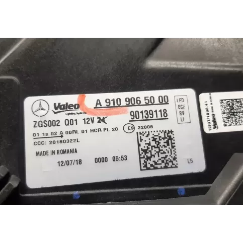 A9109065000 фара передняя Mercedes-Benz Sprinter W907 W910 2019