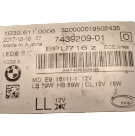 7430209 фара передняя BMW 5 G30 G31 2017