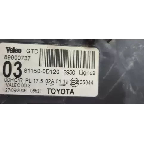 89900737 фара передняя Toyota Yaris 2007