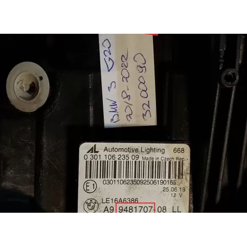 3200090 фара передня BMW 3 G20 G21 2020