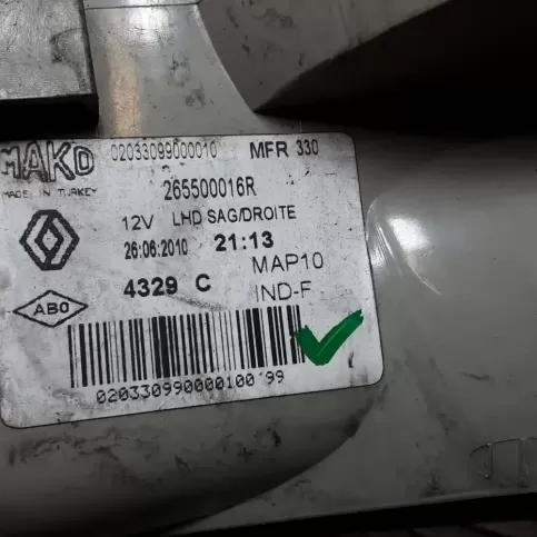 002033099000010 фара задняя Renault Fluence 2010