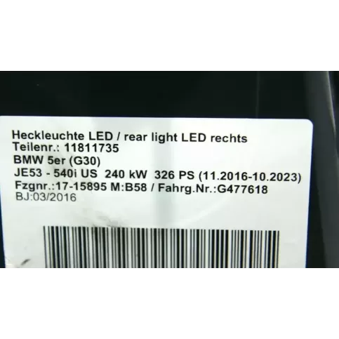 006958 фара задняя BMW 5 G30 G31 2018