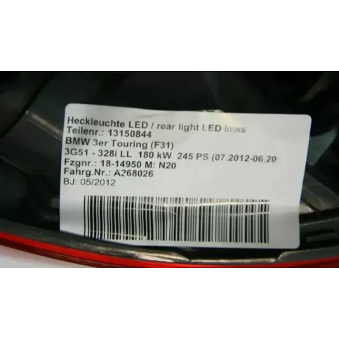 012607 фара задняя BMW 3 F30 F35 F31 2017
