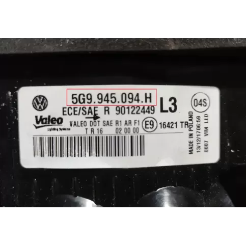 5G9945094H фара задня Volkswagen Golf VII 2018